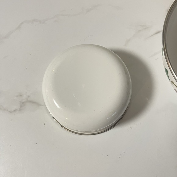 Vintage LENOX Rose Manor Green Ivy White Metal Enamelware 6" 10" Mixing Bowl Set - Picture 5 of 8